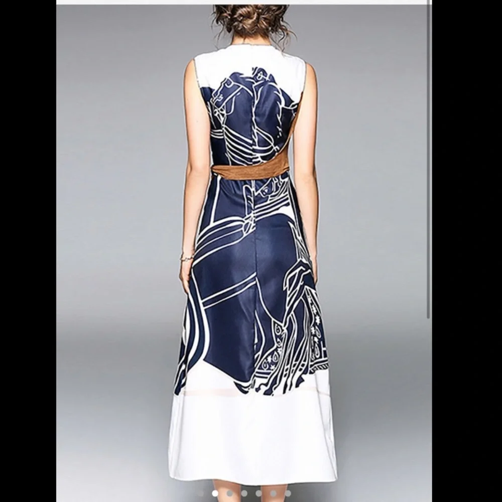 Equestrian A line belted dress - Picture 3 of 8